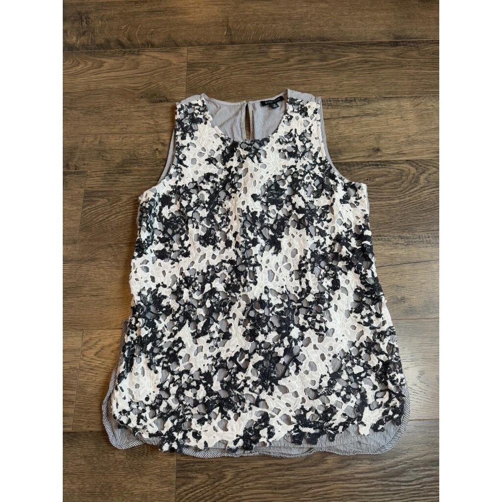 EUC Womens ETCETERA tank top blouse eyelet overlay 100% cotton size 10